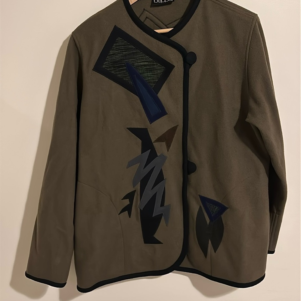 BEPPA Unique Wool Blend Geometric Button Up Womens Coat Size Small